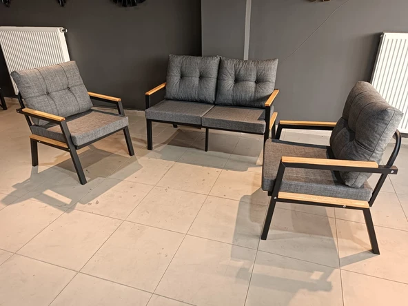 SERDEM-(ESTER)-2+1+1 BAHÇE BALKON MOBİLYASI KOLTUK GRİ ürün görseli