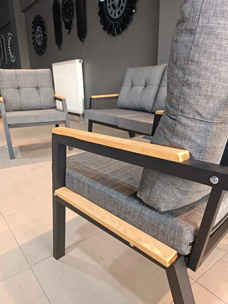 SERDEM-(ESTER)-3+1+1 BAHÇE BALKON MOBİLYASI KOLTUK GRİ - Resim 2