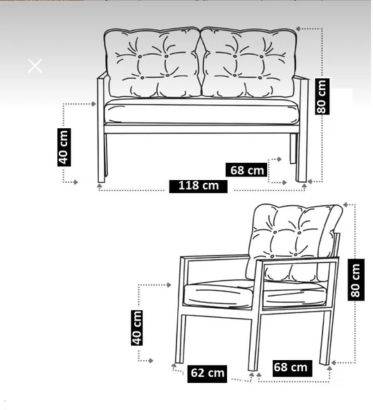 SERDEM-(ESTER)-2+1+1 BAHÇE BALKON MOBİLYASI KOLTUK KREM - Resim 4