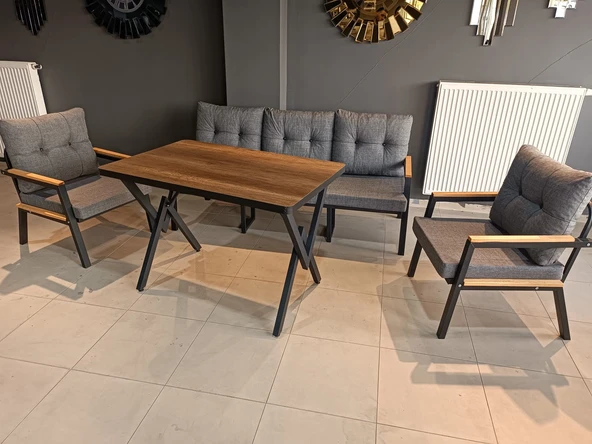 SERDEM-(ESTER)-3+1+1+MASA BAHÇE BALKON MOBİLYASI KOLTUK GRİ ürün görseli