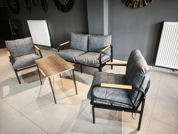 Serdemdizayn serdem(eco)-2-1-1 sehpalı bahçe balkon koltuk takımı grii - Resim 2