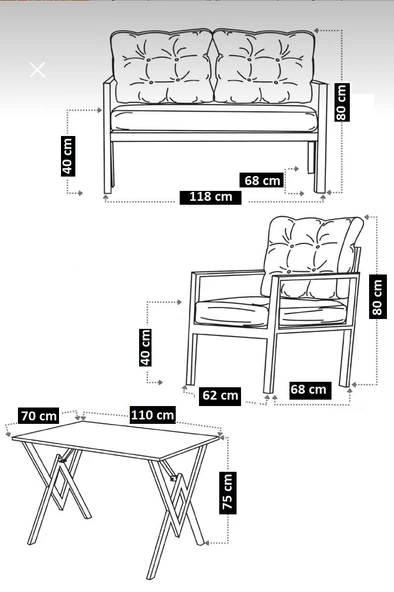 SERDEM-(ESTER)-2+1+1+MASA BAHÇE BALKON MOBİLYASI KOLTUK CAPPİCİNO-KAZAYAĞI - Resim 4