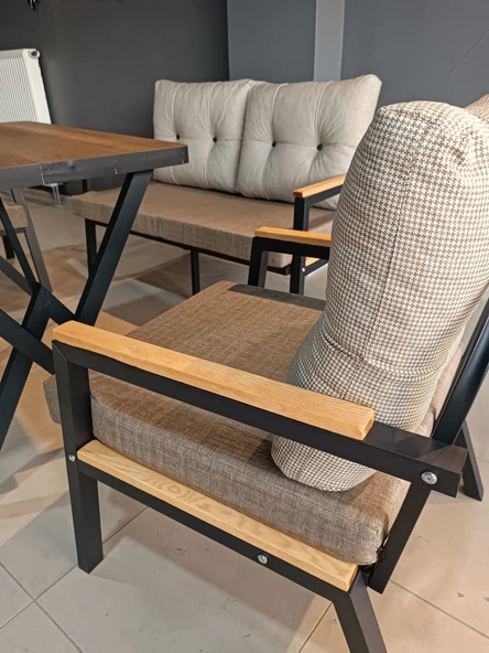 SERDEM-(ESTER)-2+1+1+MASA BAHÇE BALKON MOBİLYASI KOLTUK CAPPİCİNO-KAZAYAĞI - Resim 2