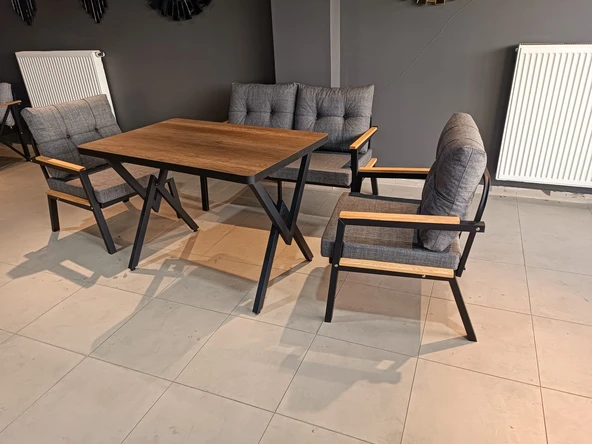 SERDEM-(ESTER)-2+1+1+MASA BAHÇE BALKON MOBİLYASI KOLTUK GRİ ürün görseli