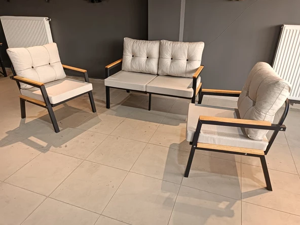 SERDEM-(ESTER)-2+1+1 BAHÇE BALKON MOBİLYASI KOLTUK KREM ürün görseli