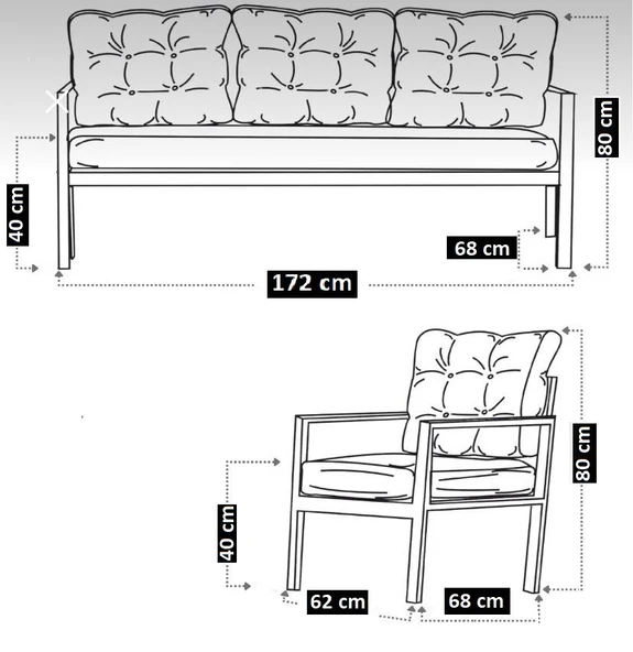SERDEM-(ESTER)-3+1+1 BAHÇE BALKON MOBİLYASI KOLTUK GRİ - Resim 4