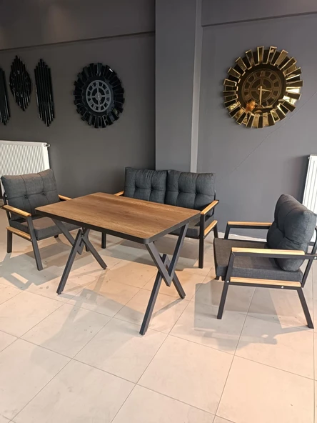 SERDEM-(ESTER)-2+1+1+MASA BAHÇE BALKON MOBİLYASI KOLTUK ANTRASİT ürün görseli