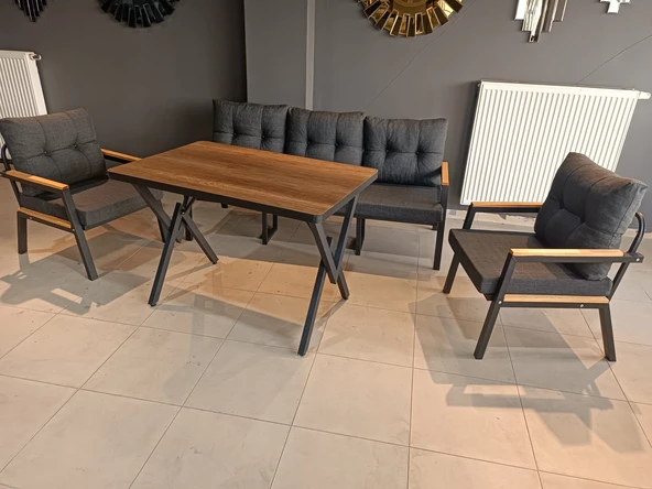 SERDEM-(ESTER)-3+1+1+MASA BAHÇE BALKON MOBİLYASI KOLTUK  ANTRASİT ürün görseli