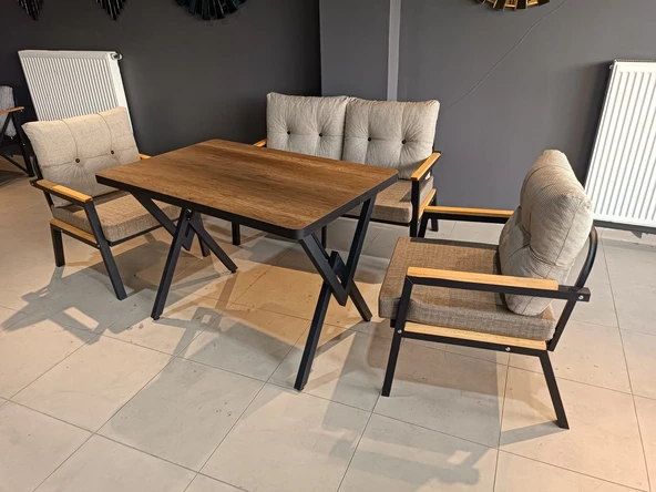 SERDEM-(ESTER)-2+1+1+MASA BAHÇE BALKON MOBİLYASI KOLTUK CAPPİCİNO-KAZAYAĞI ürün görseli