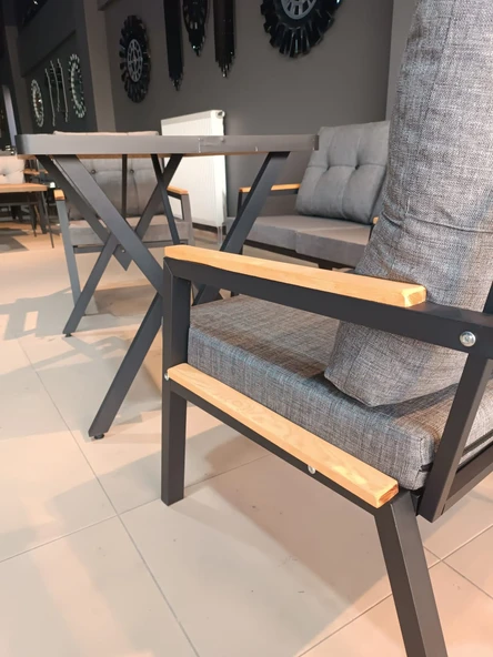 SERDEM-(ESTER)-2+1+1+MASA BAHÇE BALKON MOBİLYASI KOLTUK GRİ - Resim 2