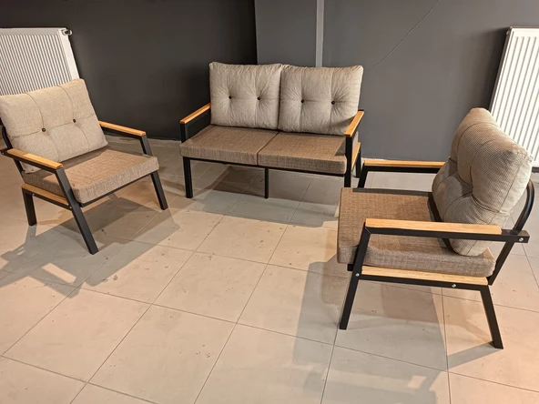 SERDEM-(ESTER)-2+1+1 BAHÇE BALKON MOBİLYASI KOLTUK CAPPİCİNO-KAZAYAĞI ürün görseli