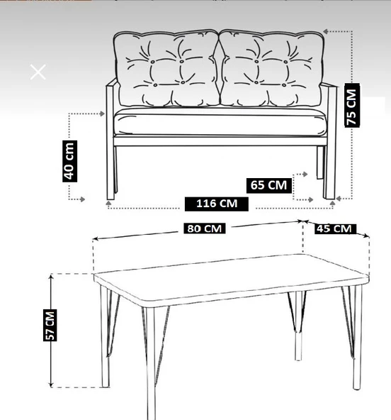 Serdemdizayn(eco) Serdem Sehpalı Bahçe Balkon Takımı 2+2+sehpa--krem - Resim 4