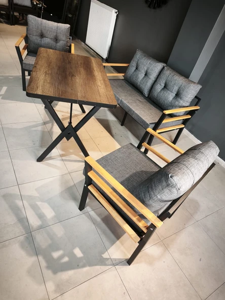 Serdemdizayn (KUQU)2-1-1-masa Bahçe Balkon mobilya Takımı-gri - Resim 2