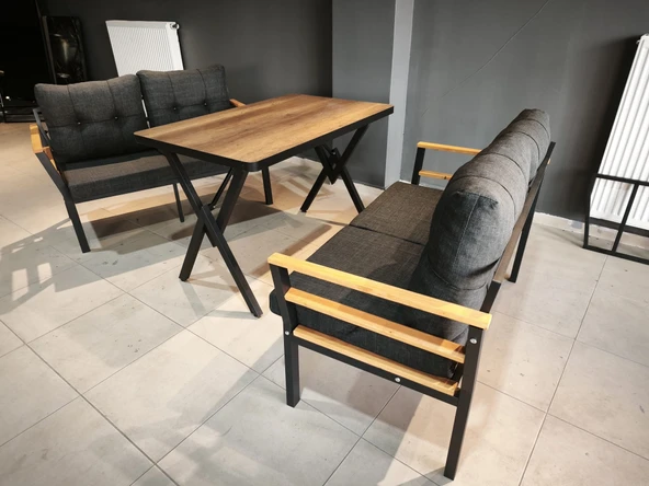 Serdemdizayn (KUQU)serdem 2+2+Masa Bahçe Balkon mobilya Takımı Antrasit - Resim 2