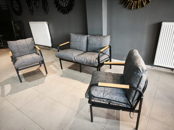 Serdemdizayn(eco) Serdem Sehpalı Bahçe Balkon Takımı 2+1+1--gri - 1