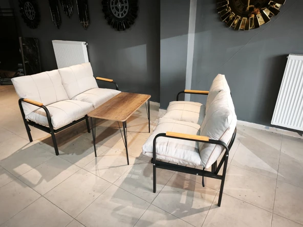 Serdemdizayn(eco) Serdem Sehpalı Bahçe Balkon Takımı 2+2+sehpa--krem ürün görseli