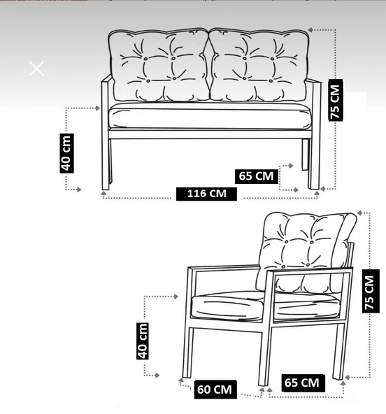 Serdemdizayn(eco) Serdem Sehpalı Bahçe Balkon Takımı 2+1+1--krem - 4