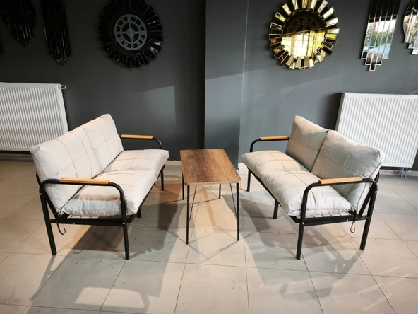 Serdemdizayn(eco) Serdem Sehpalı Bahçe Balkon Takımı 2+2+sehpa--krem - Resim 2