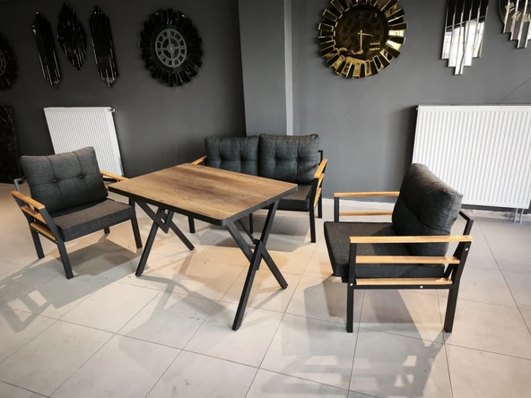 Serdemdizayn (KUQU)2-1-1-sehpa Bahçe Balkon Mobilya Takımı-antrasit ürün görseli