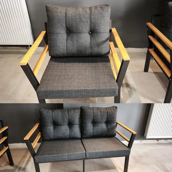 Serdemdizayn (KUQU)2-1-1-sehpa Bahçe Balkon Mobilya Takımı-antrasit - Resim 3