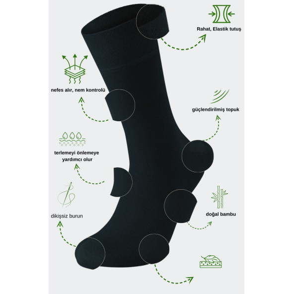 Erkek Yazlık Bambu Soket Uzun Karma Renkli Çorap - 5