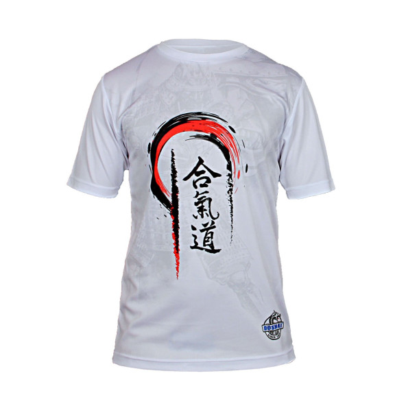 Dosmai Dijital Baskılı Aikido Bisiklet Yaka Spor T-Shirt Beyaz AIT006