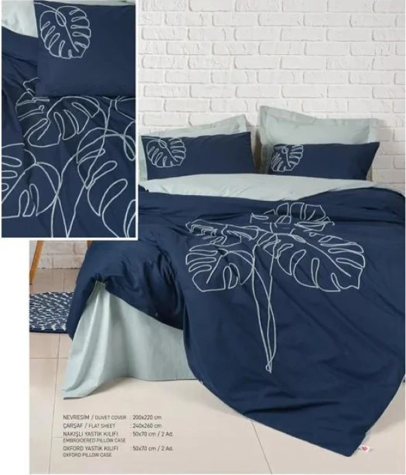 Cotton Box Brode Ranforce Çift Kişilik Nevresim Takımı Silva Mint ürün görseli