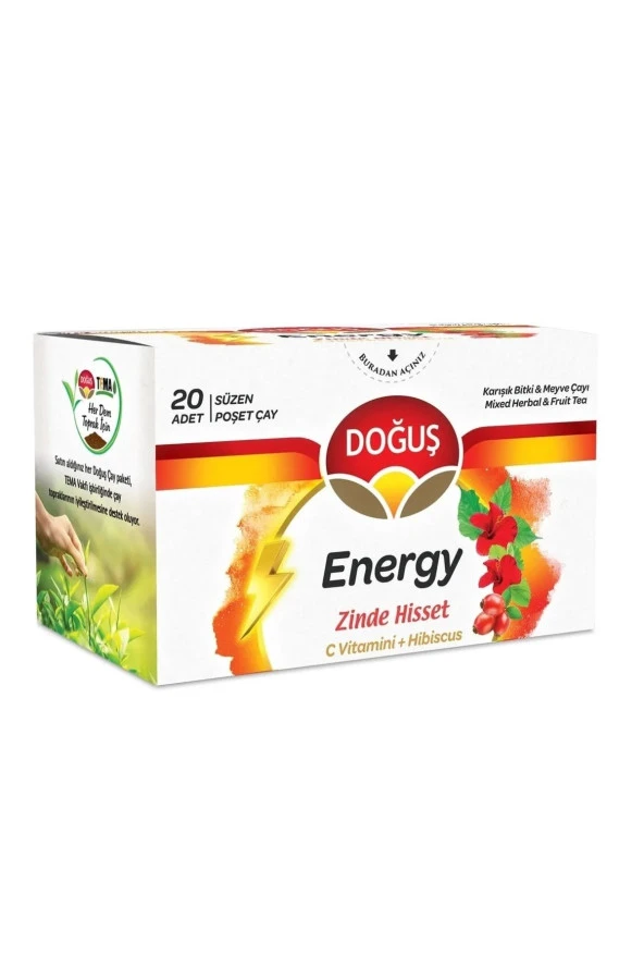 DOĞUŞ Energy Süzen Poşet Çay 20'Li / C Vitamini - Hibiscus