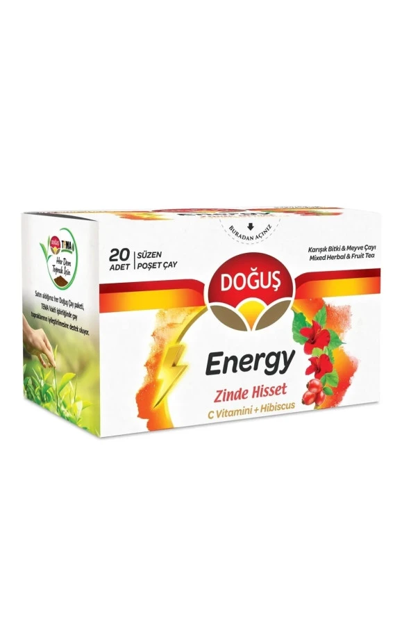 DOĞUŞ Energy Süzen Poşet Çay 2X20'Li / C Vitamini - Hibiscus - 2