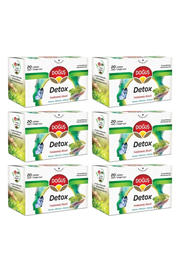 DOĞUŞ Detox Süzen Poşet Çay 6X20'Li / Rezene - Biberiye - Adaçayı