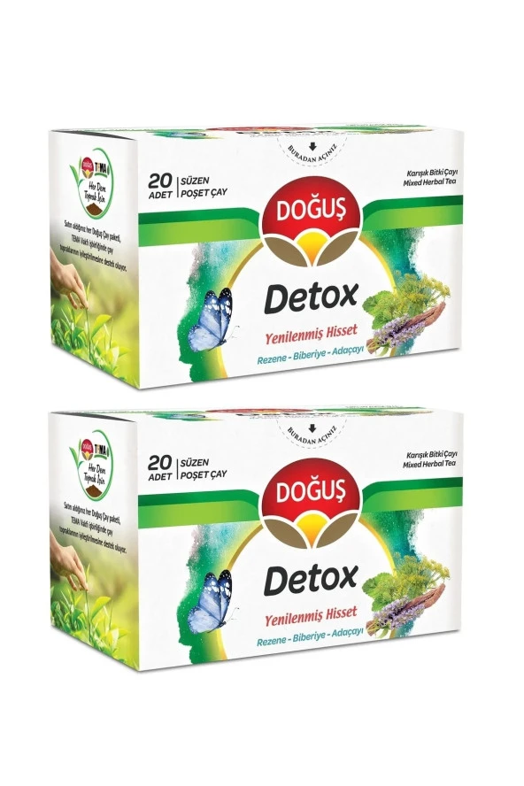DOĞUŞ Detox Süzen Poşet Çay 2X20'Li / Rezene - Biberiye - Adaçayı