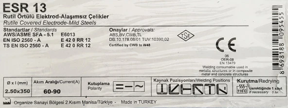 Magmaweld Oerlikon Rutil Elektrod Kaynak Teli Elektrotu 2.5mmx350mm -100 Lü Paket - 2