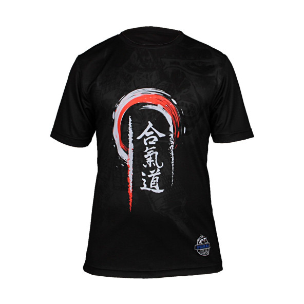 Dosmai Dijital Baskılı Aikido Bisiklet Yaka Spor T-Shirt Siyah AIT006