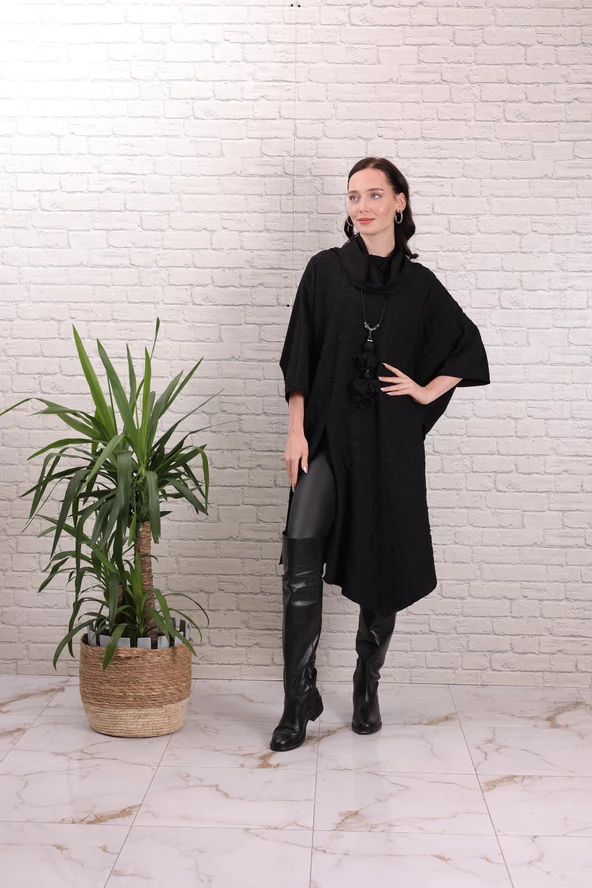 KADIN TASARIM TUNİK SİYAH - 17001-1 - Resim 2