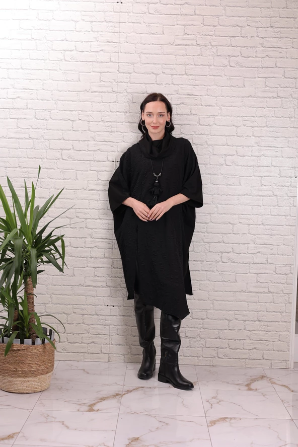 KADIN TASARIM TUNİK SİYAH - 17001-1 - Resim 3