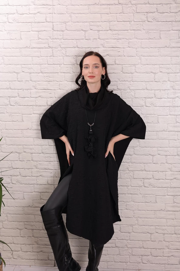 KADIN TASARIM TUNİK SİYAH - 17001-1 - Resim 4
