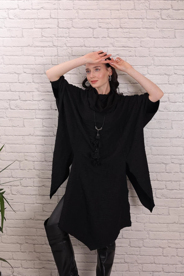 KADIN TASARIM TUNİK SİYAH - 17001-1 - Resim 5