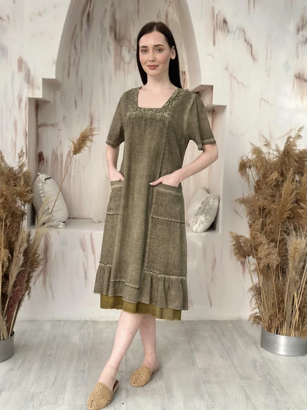 KADIN YAZLIK SALAŞ BÜYÜK BEDEN ELBİSE - 8008 - 3 - Resim 6