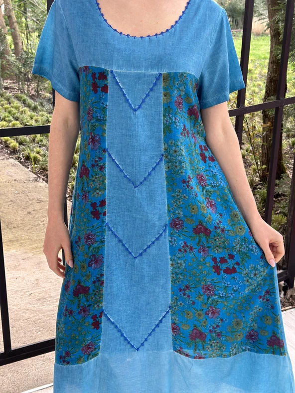 KADIN YAZLIK SALAŞ BÜYÜK BEDEN ELBİSE - 8011 - 3 - Resim 7