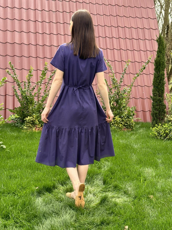 KADIN YAZLIK NAKIŞ İŞLEMELİ ELBİSE - 8012 - 4 - Resim 6