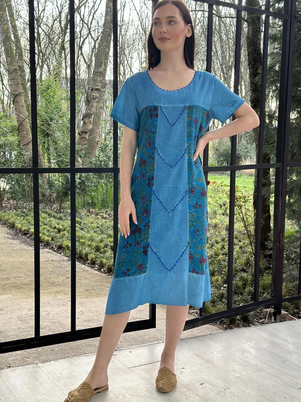 KADIN YAZLIK SALAŞ BÜYÜK BEDEN ELBİSE - 8011 - 3 - Resim 2