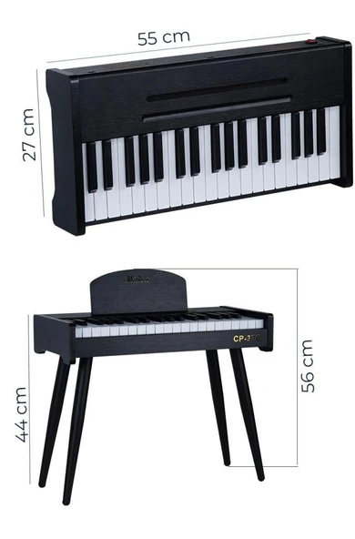 Midex CP-370BK Ahşap Çocuk Piyanosu Pilli 37 Tuşlu Gerçek Piyano Tuşları - Resim 4