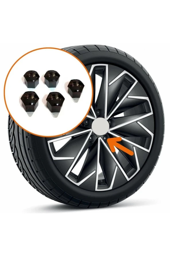 Bijon Kapağı Şifresiz 5 Adet Siyah Skoda Fabia 2007-2014 1Z0601173 - 1