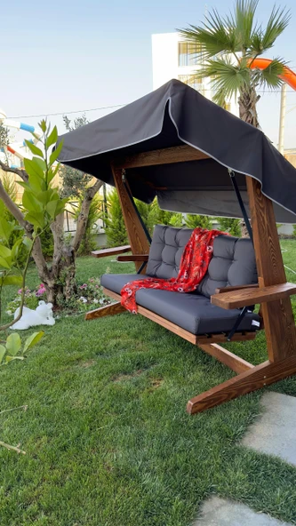 Aida Swings Viva Ahşap Salıncak, 3 Kişilik Salıncak, Bahçe Salıncağı, Balkon Salıncağı, Salıncak Modelleri - 5
