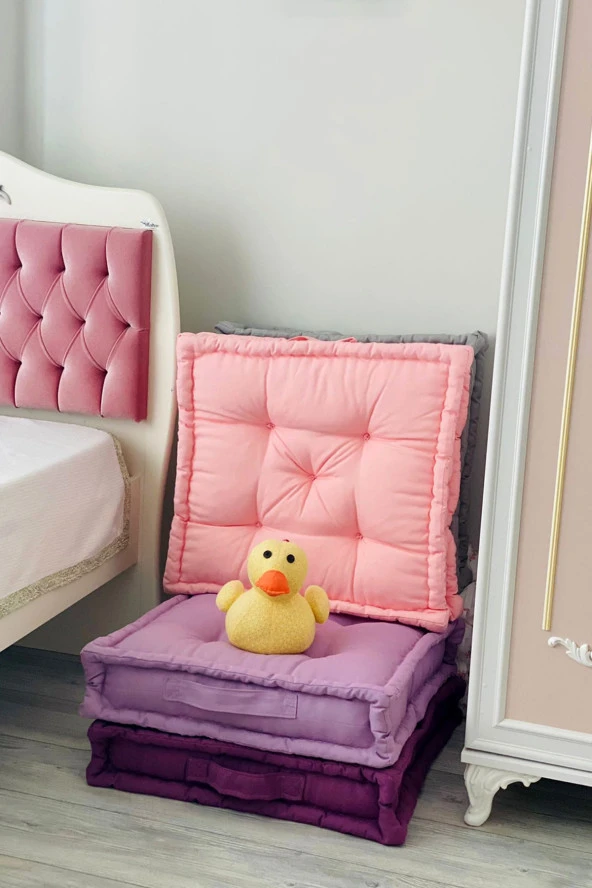 Aida Concept Fransız Yer Minderi 60x60 Puf Pembe - 5