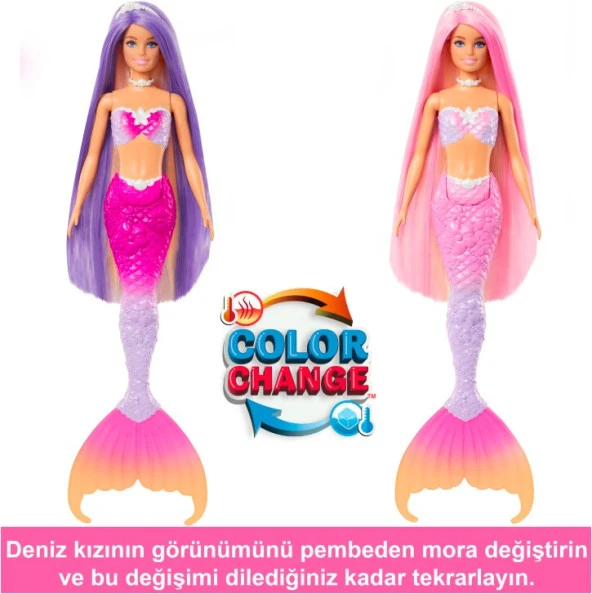 Barbie Renk Değiştiren Deniz Kızı ve Aksesuarları HRP97 Lisanslı Ürün - 3