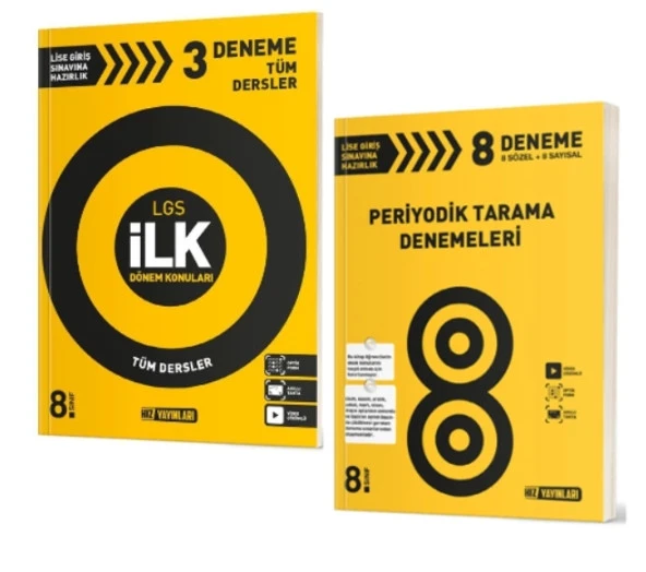 HIZ YAYINLARI 8. SINIF 3 LÜ İLK DÖNEM DENEME ve PERİYODİK TARAMA DENEMELERİ (2 Kitap)