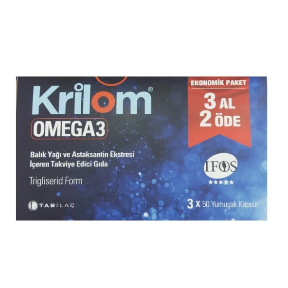 Krilom Omega-3 3x50 Yumuşak Kapsül- 3 ADET -SKT:09/2026