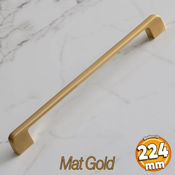 Arel Kulp Mutfak Mobilya Dolabı Çekmece Dolap Kulpları Kapak Kulpu Kulbu Mat Gold Altın 224 mm Metal