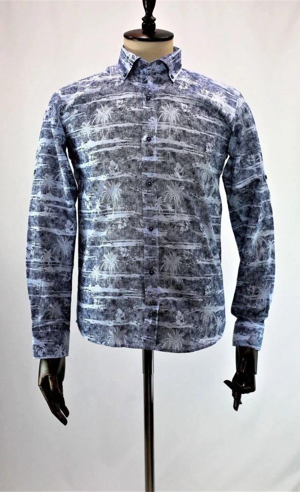 2454 Desenli Slim Fit Gömlek